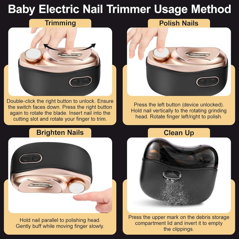 Vazpalas 3 in1 Trimmer Electric Nail Clipper, Baby Nail Electric, Smart Easy Nail Clipper with LED Light & Nail Clip