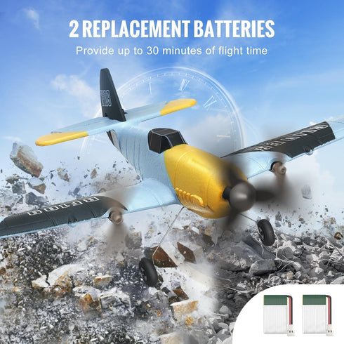 2.4GHZ 3 6-Axis Stabilizer&2 BF-109 VEVOR RC Plane, Channel RC Airplane with Gyro Batteries, Ready to Fly Fighter