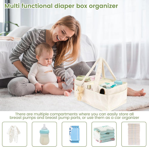 Kandishiex US Baby Diaper Caddy with Removable Dividers Portable Diaper Caddy Organizer Practical Diaper Organizer