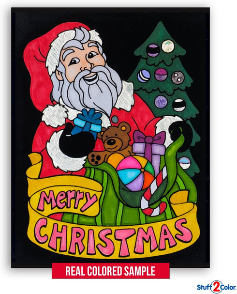 Super Pack of 18 Fuzzy Velvet Coloring Posters – Christmas Edition for Family Craft Project, All Ages DIY Fun