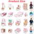 Set 4 26 4 3+ Kizfarm Wooden Dollhouse Furniture with Family Dolls, Pcs Pretend Play Dollhouse Accessories for Rooms