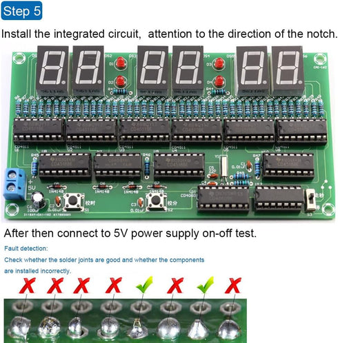 DIY Electronic Clock Kit, 6 Bit Digital Circuit Soldering Kit for Skill Contest Training Materials