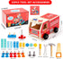 Set 33 3 Set Toddler Tool - PCS Wooden Kids Tools with Firetruck-Shaped Box / Bench, Montessori Educational Pretend