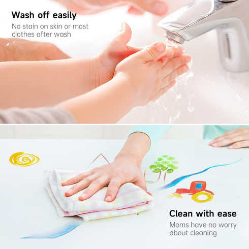 Set, 53 14 (2 oz), Shuttle Art Washable Finger Paint PCS with Colors fl Paint Brushes, Sponge, Palette, Non-Toxic