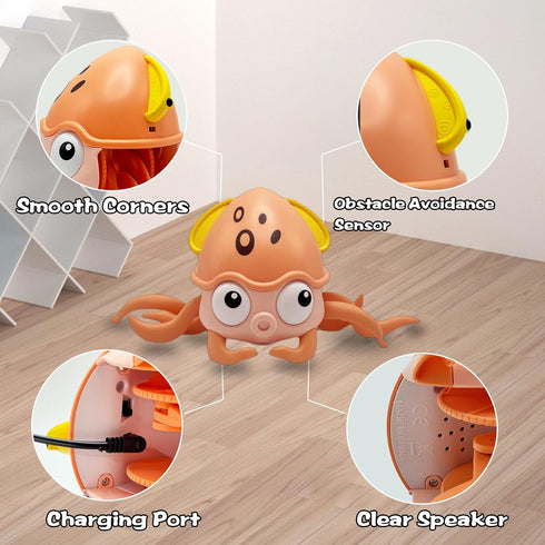 Crawling Octopus Baby Toys, 2024 New Infant Tummy Time with Music LED Light, USB Rechargeable Toddler Gift