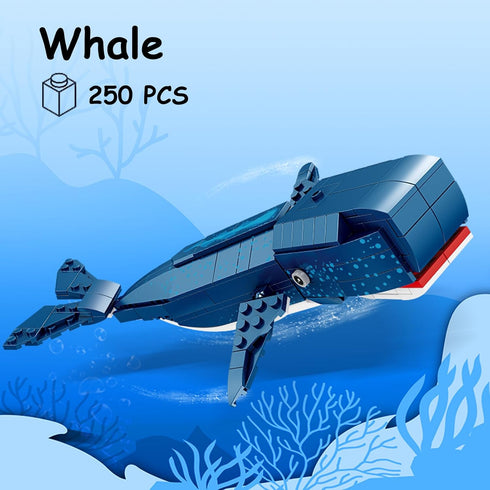 KAZI Sea Animal Building Blocks,Deep Sea Creatures Building Toy Sets,Ocean Animal Toys for Kids Ages 6 7 8 9 10 Plus,STEM Building Toys for Boys Girls,Party Favors,Birthday (Whale)