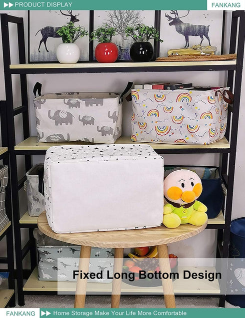 FANKANG Storage Basket, Nursery Hamper Canvas Laundry Basket, Foldable with Waterproof PE Coating for Clothes, Toys