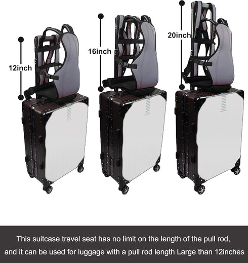 saicheek 5.6" 7.9" 13.8" Toddler Travel Suitcase Seat with Anti-Slip Rope,Ride on luggage for Kids, Size L x W x H: L x
