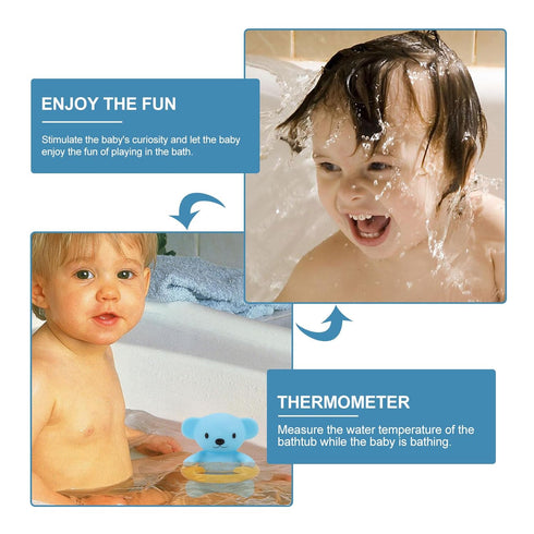 MAJORMENCH Bear Shaped Bath Thermometer, Blue Water Temperature Monitor for Newborns and Infants, Floating Safety Bath
