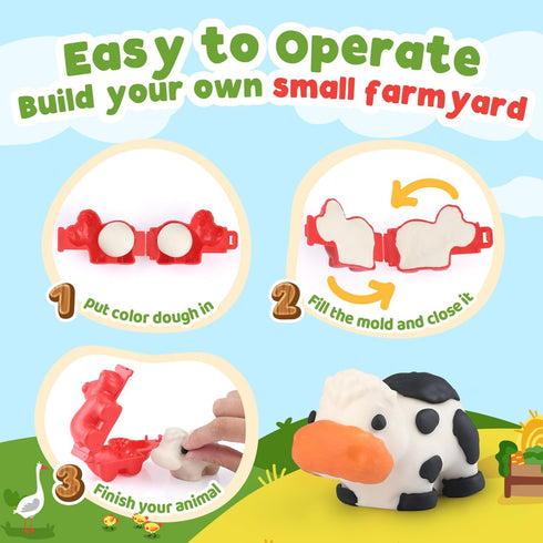 Sets 4-8, 4-6 PLAY Farm Animals Clay for Kids Ages Color Dough Kit with Animal Molds, Non-Toxic & Safe Toys Gifts
