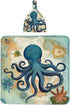 Map Octopus Sea Animals Baby Swaddle Blanket with Beanie Set, Newborn Receiving Blankets 35.4"X 35.4" for Infant Gift