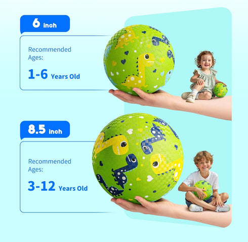 Pack 4 6" Set 1-6, 2 ZOOJOY of Playground Balls, Rubber Bouncy Kickball for Toddlers Ages Indoor & Outdoor Dodgeball
