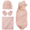 DRESHOW BQUBO Newborn Receiving Blanket Bow Hat Gloves Set Cotton Warm Baby