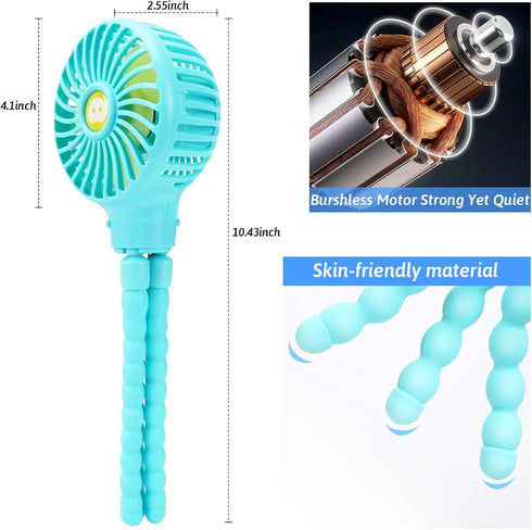 Stroller Fan Portable Personal Mini Handheld Clip-on with Flexible Tripod, USB Pram Fan for Baby Stroller, Car Seat,