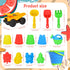 Fegalop 14Pcs Sets, Set Bag,Summer Beach Toys, Sand Toys with Construction Vehicle and Collapsible Beach Bucket, Animal
