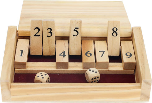 WE Games Mini Shut The Box Game, Wooden 5.5 inches, 9 Number Flip Tiles, Travel Size, Birthday Gifts, Home Decor