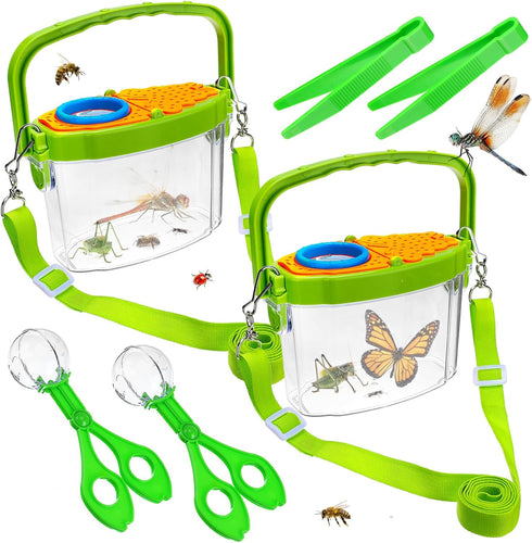 2 Sets Kids Bug Habitat Outdoor Explorer Kit, Gifts with Handle and Strap for Kids Age 3-8, Outdoor Adventure Toys