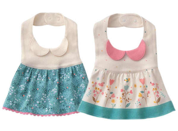GZMM Baby Girl's Princess Type Waterproof Bibs - Adjustable Snaps, 2 Pack