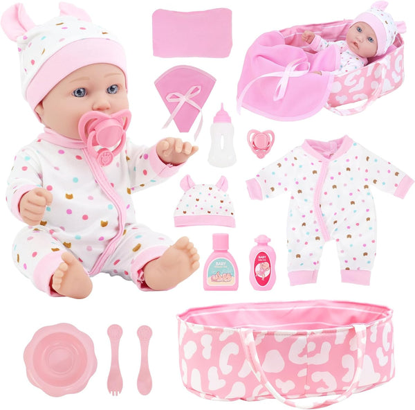 ZITA ELEMENT 12 Baby Doll Sleeping Basket Set in Gift Box -