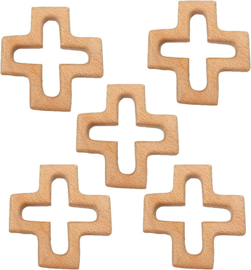 10pcs Natural Wooden Cross Pendant, Pure Beech Wood Animal Shape for Handmade Necklace/Bracelet
