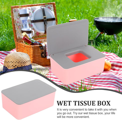 ibasenice Portable Wipes Dispenser Box with Lid, Refillable Wet Tissue Holder for Travel and Home Use, Dustproof Wet