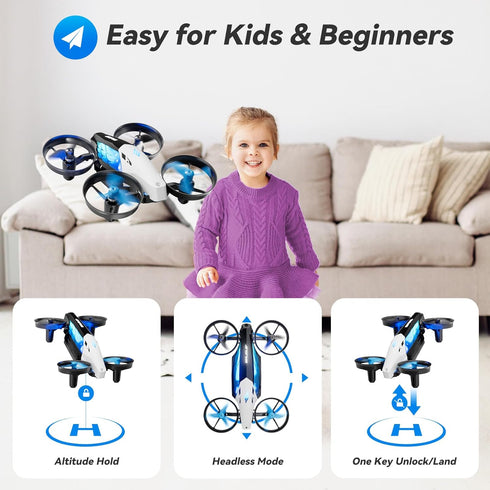 aeihopfe 2-in-1 8-12 7+2 Modes,5 14 Drones for Kids with Light Flying Postures,Mini Drone for Age Boys Small Micro