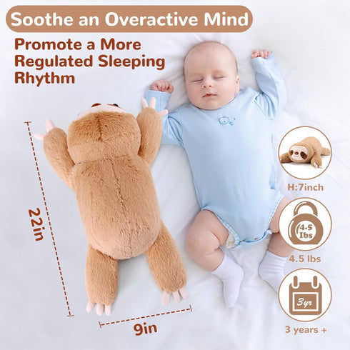 22 Inch 4.5 (22" 4.5 lbs) gnomantic Sloth Weighted Stuffed Animals - Pounds Weighted Plushies Sloth Stuffed Animals