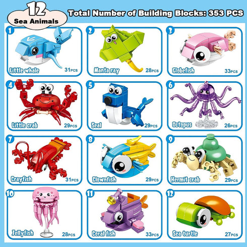 BAOXUE 24 Packs Set, Valentines Day Cards for Kids School, Animal Building Block Valentines Day Gifts for Kids