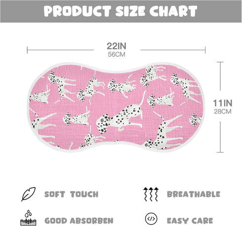 Dalmatian Dogs On Pink Muslin Burp Cloths for Baby 2 Pack 100% Cotton Baby Washcloths Bibs for Boy Girl by YYZZH