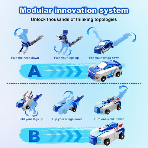 2 Aimery Collision Transforming Dinosaur Car Toy, Magnetic Cars Convert into Dinosaur Toys,Dino Robot Toy, Boys