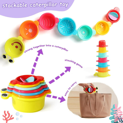 1-3 12+ 1+ 11 Zeewoo Baby Bath Toys for Kids Ages Toddler Bath Toys Mold Free Bathtub Toys for Months Pool Water Table
