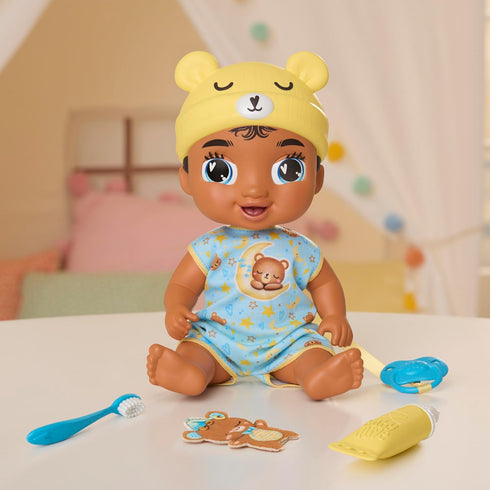 Baby Alive Lil Dreamer Snoozer Bear Sleepy Boy Baby Doll Set, Black Hair, Fun Sleepover Theme for Kids