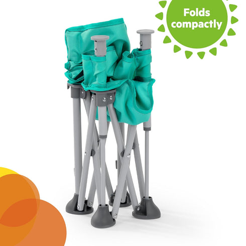 6 3 Bright Starts Pop 'N Sit Portable Booster, Indoor/Outdoor Use, Floor Seat with Feeding Tray, Teal, Mos - Yrs