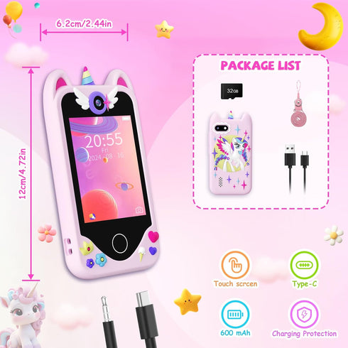 3 4 5 6 Mp3 32 Kids Smart Phone for Girls Gifts - Toddler Christmas Birthday Gift for Age Year Old, Kids Cell Phone Toy