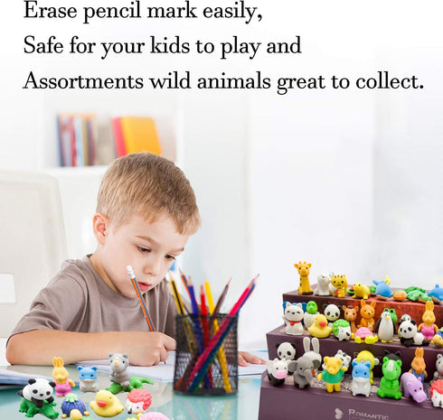 120 pcs Animal Erasers for Kids Classroom Rewards, Puzzle Take Apart Pencil Erasers for Valentine Gifts and Party Favors