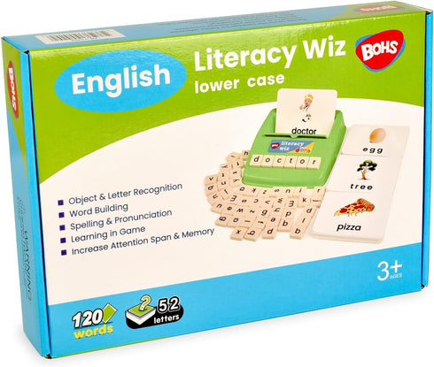 BOHS Literacy Wiz Fun Game - See and Hide Spell Lower Case Flash Cards for Preschool Language Learning