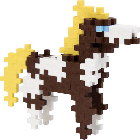 Plus Plus 3D Animal Figure Building Block Set - 70 Mini Interlocking Puzzle Pieces, Fun STEM Toys for Kids, Horse Maker