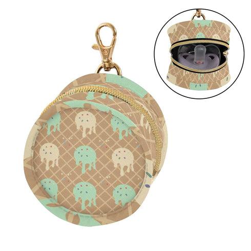 PYBUG Ice Cream Round Pacifier Storage Case, Polyester & TPU Lined with Hook Buckle, Pacifier Container Box for Baby