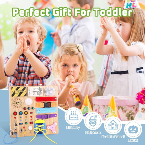 Toddler Busy Board | Montessori Toys for 1-3 Year Old Boys | Sensory Travel Learning Activities Gift