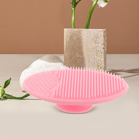Set Mikinona Scalp Brush and Nylon Comb for Newborns and Infants, Pink, Soft Silicone Scrubber, Suitable for Wet