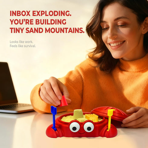 HouseBegan Mini Crab Sandbox Zen Garden for Desk, Desktop Sand Box with Lid for Stress Relief, Relaxing Office Desk