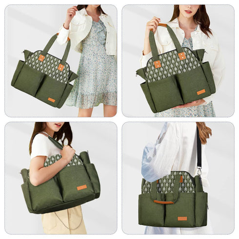 17 Lekebaby Diaper Bag Tote for Baby - Pockets Large Travel Diaper Tote with Portable Changing Pad, Mom Crossbody