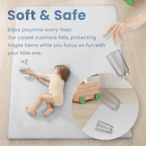 1.3 Tummy Gray,79"x59") Huloo Sleep Baby Play Mat for Floor, Thick Memory Foam Floor Time Mat, Soft & Breathable