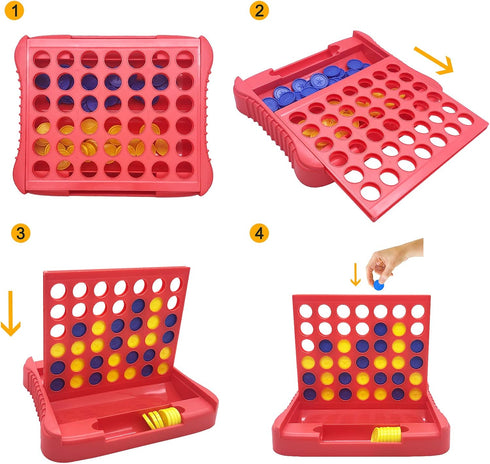 4 in a Row Game - Board Games Toys for Girls, Classic Four in a Row with 6 Spare Discs for Ages 3 to 12