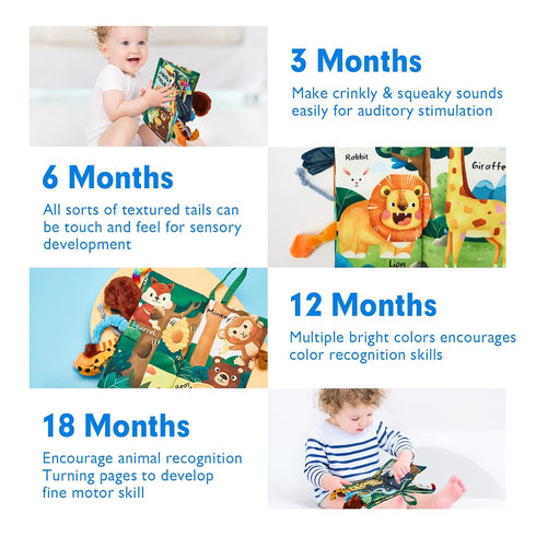 Baby Books for 0-6 Months, High Contrast Sensory Tummy Time Toys, Touch Feel Book for 6-12 Months, Christmas Gift