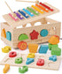 Shape Sorter - Wooden Xylophone and Montessori Number Puzzle Set for Babies