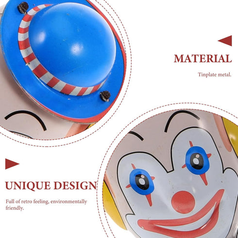 STOBOK Wind up Tinplate Drumming Clown Toy, Retro Collectible for Home and Office Decor