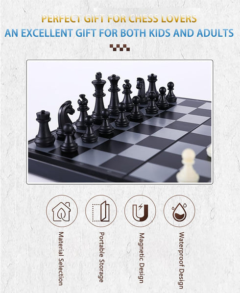 PGDOV Set 9.5 Inches 2-Player Magnetic Travel Chess - Small Chess Folding Board Games, Foldable & Portable Gifts