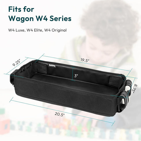 Double Sided Stroller Tray for Wonderfold Wagon - Kids Snacks & Activities, Faux Leather Sides, 4 Cup Holders