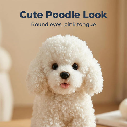 12" CU-MATE Plush Poodle Dog Toys, Simulation-Realistic & Lifelike Soft Stuffed Animal Dog, Handmade Stuffed Dog Toys